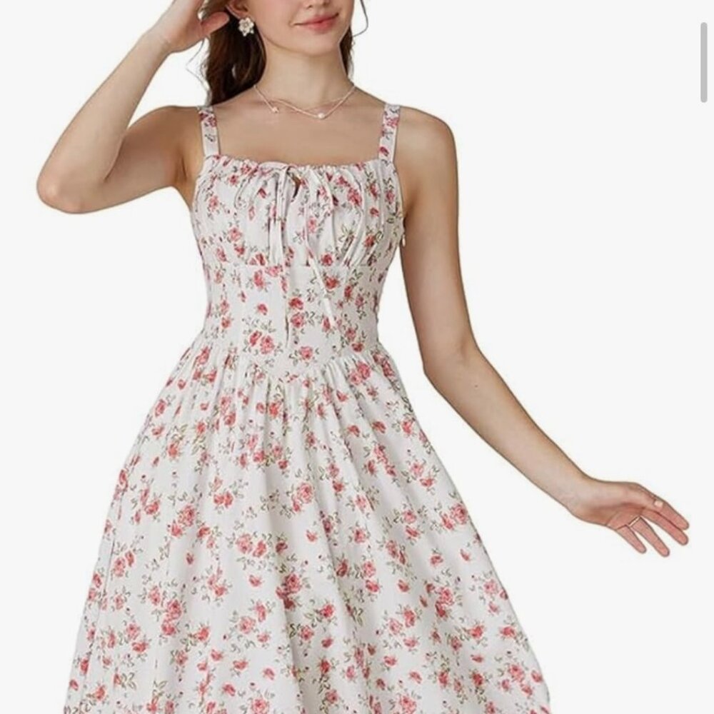 NWT Scarlet Darkness floral corset style dress w/smocking and pockets size large